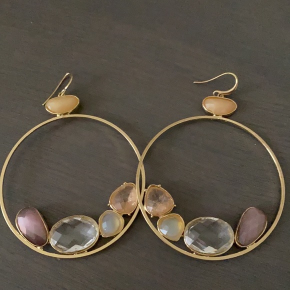 Anthropologie stone hoop earrings - Picture 1 of 3